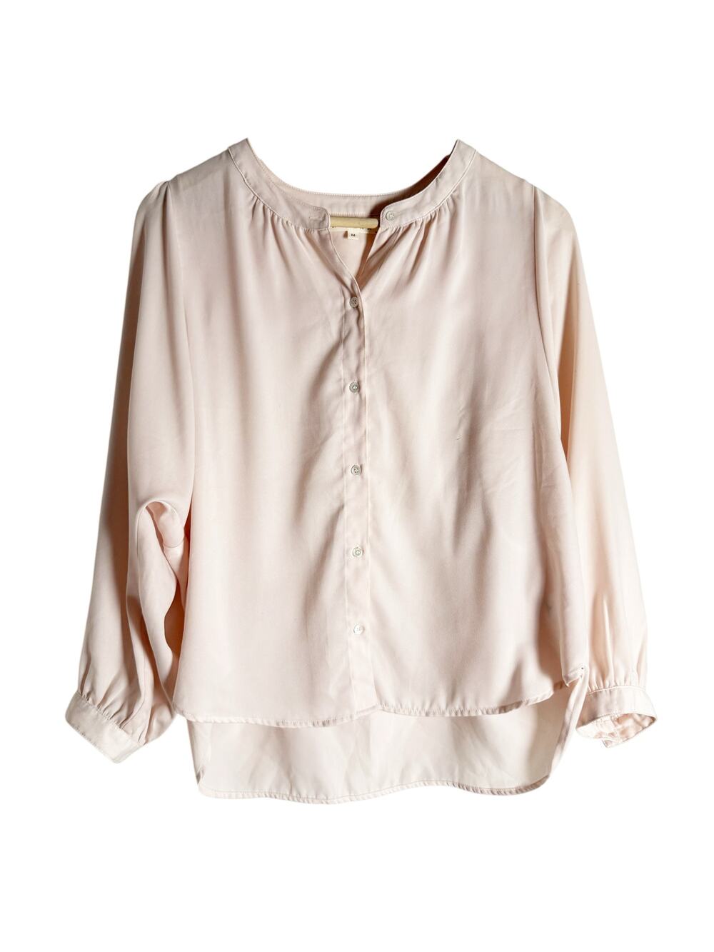Xirena Blush Pink Long Sleeve Button Front Hi-Low Blouse Size Medium